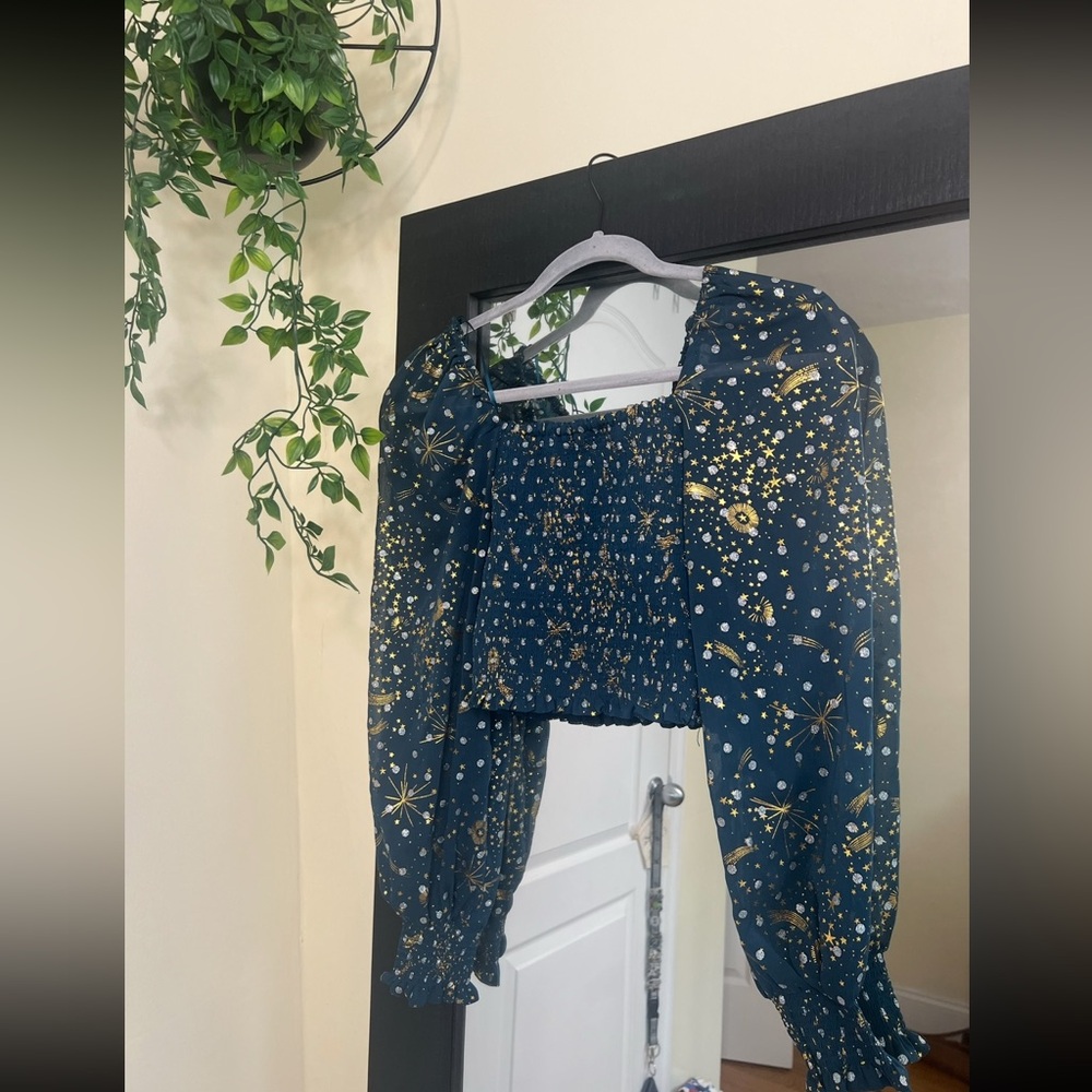 Urban Outfitters Blue and Gold Star Top